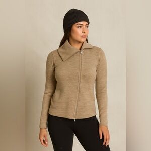 Kuhl Tan Wool Zip Sweater Merino Wool Jacket Cozy Outdoor Fall Size Small